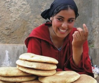 Moroccan bread street vendor in Fez