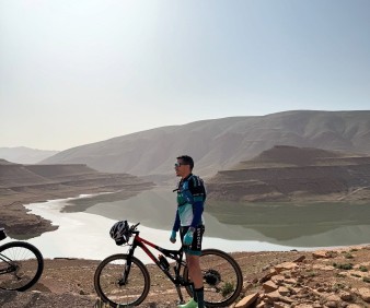 Cyclist in the Atlas Mountains of Morocco